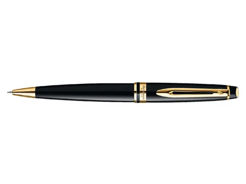Balpen Waterman Expert Black lacquer GT Medium Blauwe inkt