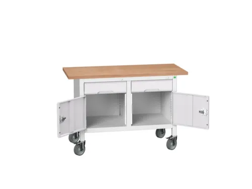 werkbank,HxBxD 830x1250x600mm,multiplexblad,uitrusting: 2laden,2kasten