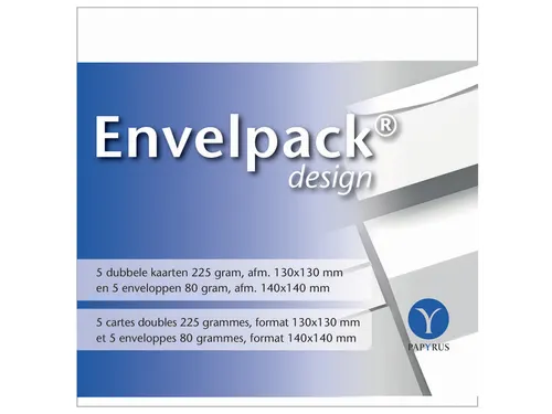 Dubbele kaart Papyrus Envelpack Design 140x140mm wit 894446 5 st