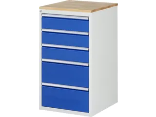 ladekast 1035x580x650mm 5laden cilinderslot RAL7035 RAL5010 beuken - 1