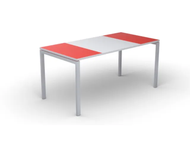 bureau HxBxD 750x1800x800mm rood rechthoekig 4-voeten wit vierkant
