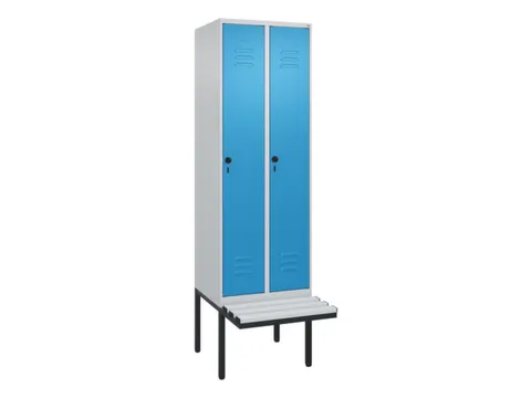 locker met bank,HxBxD 2120x600x815mm,2vak,vak B 300mm,draaigrendel