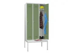 locker met bank,HxBxD 2150x900x500mm,3vak,RAL7035,front RAL6011