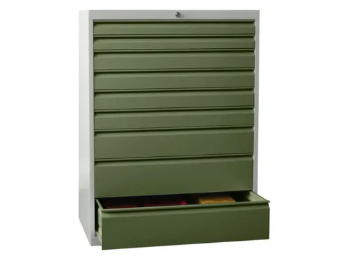 ladekast HxBxD 1200x715x600mm 9laden slot RAL7035 front RAL6011