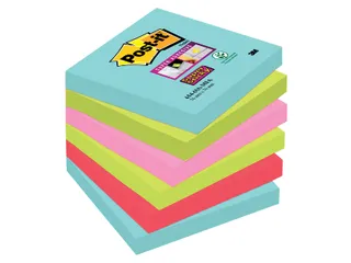 Memoblok 3M Post-it 654 Super Sticky 76x76mm Miami Assorti - 1