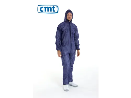 pp non woven coverall blauw L regular weight klittenband 50 Stuks