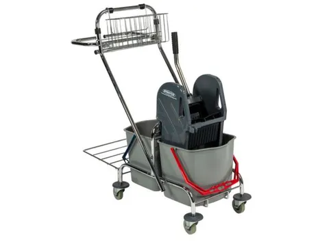 dweilwagen,HxBxD 1000x410x930mm,emmer 2x17l ROOD/BLAUW,mopwringer