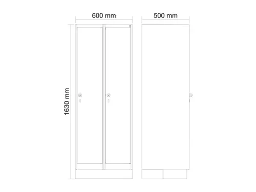 schoollocker,HxBxD 1630x600x500mm,2vak,vak B 300mm,cil.-slot,sokkel