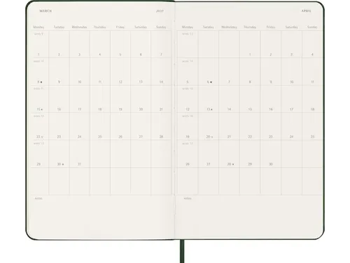 Agenda 2027 Moleskine 12M Weekly 7dag/1pagina large hc myrtle green