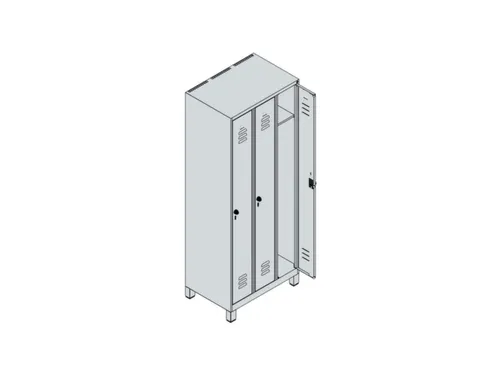 locker,HxBxD 1950x750x500mm,3vak,vak B 250mm,draaigrendel,voeten