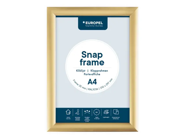 Easy-Click Kliklijst Europel A4 25mm aluminium Goud