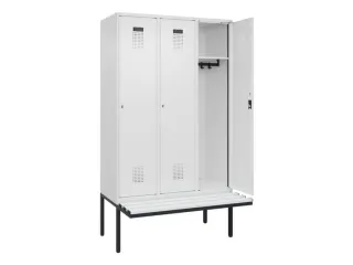 locker met bank,HxBxD 2120x1200x815mm,3vak,vak B 400mm,cilinderslot - 1