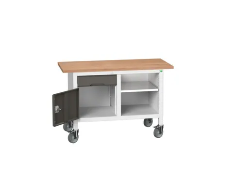werkbank,HxBxD 830x1250x600mm,multiplexblad,uitrusting: 1lade,kast