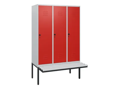 locker met bank,HxBxD 1950x1200x815mm,3vak,vak B 400mm,draaigrendel