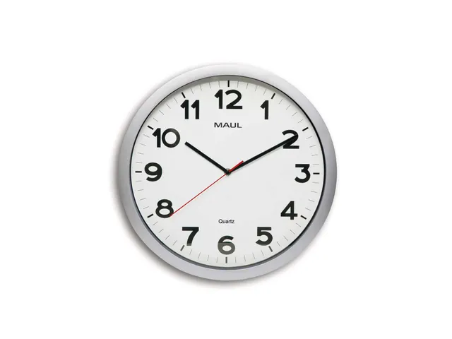 MAULstep Wandklok Quartz 40x5cm Kunststof Kader Zilver Incl. Batterij