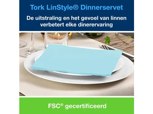 Dinerservetten LinStyle 1/4-vouw 1-laags 50st aqua 478880