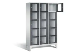 Lockerkast 1850x1200x500mm 3x5 vakken Cilinderslot Poten, RAL7021