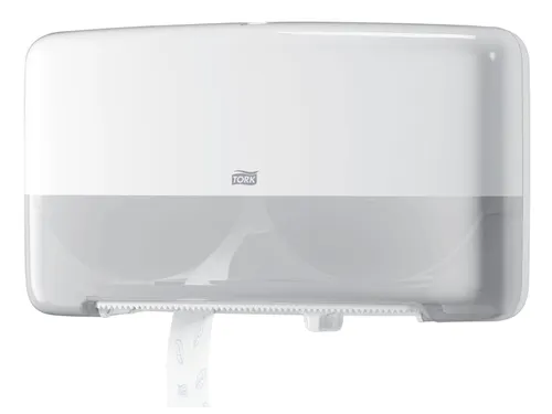 Tork 555500 T2 Twin Mini Jumbo Toiletpapier Dispenser Elevation Wit