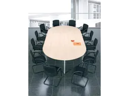 vergadertafel HxBxD 72x200x90cm ovaal Esdoorn 4voeten Alu ronde buis
