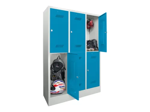 dubbeldekse locker,HxBxD 1850x1200x500mm,3x2vak.,RAL7035,front RAL5012