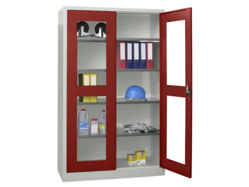 Vitrinekast Hxbxd 1950x1200x400mm Draaideuren Ral7035 Front Ral3000