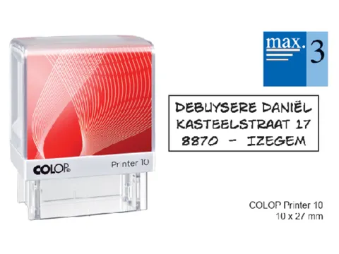 Tekststempel Colop Printer 10 +bon 3regels 27x10mm zwart