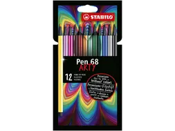 Viltstift STABILO Pen 68/12 Arty medium assorti etui à 12 stuks