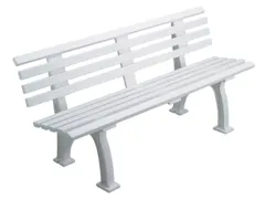 Kunststofbank 740x1500x380mm Zit H 440mm 9 Latten 2 Pootstellen Wit