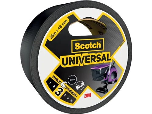 ducttape Universal, ft 48 mm x 25 m, zwart