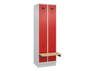 locker met bank,HxBxD 1950x600x815mm,2vak,vak B 300mm,cilinderslot - 2