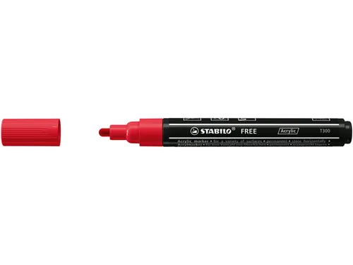 Acrylmarker STABILO Free Acrylic T300 karmijnrood 2-3mm
