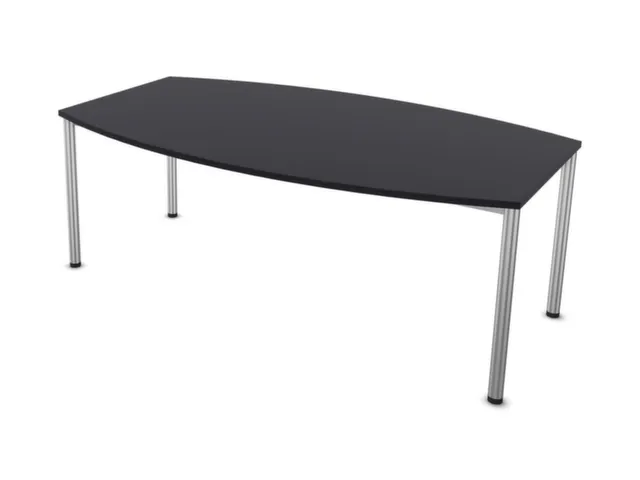 vergadertafel,HxBxD 740x2000x1200mm,vatvormig,CC-zwart