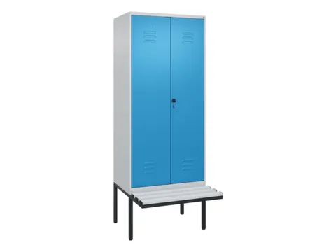 PBM-locker met bank,HxBxD 2120x800x815mm,2vak,vak B 400mm,draaigrendel