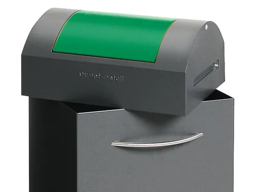 Afvalbak 60 Liter 790x380x320mm Plaatstaal 2 Wielen Klep Groen