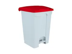 Contitop,afvalbak met pedaal 45L wit/rood/VE:3