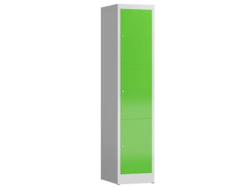 Lockerkast 1800x415x500mm 1x3 vakken cilinderslot, sokkel, RAL6018