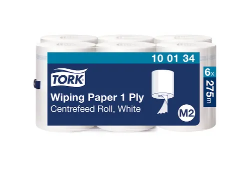 Poetspapier Tork M2 1 laags 6 rollen wit 100134